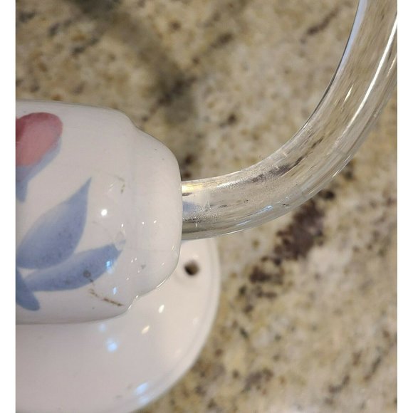 Vintage Flower Pink Blue Ceramic Porcelain Bathroom Towel Holder Clear Ring - Picture 6 of 12